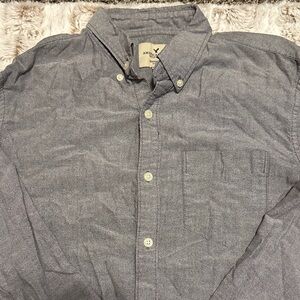 American Eagle Outfitters Men's Charcoal Button Down Shirt